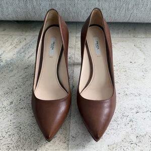 Prada Brown Leather Pointed-Toe Pumps